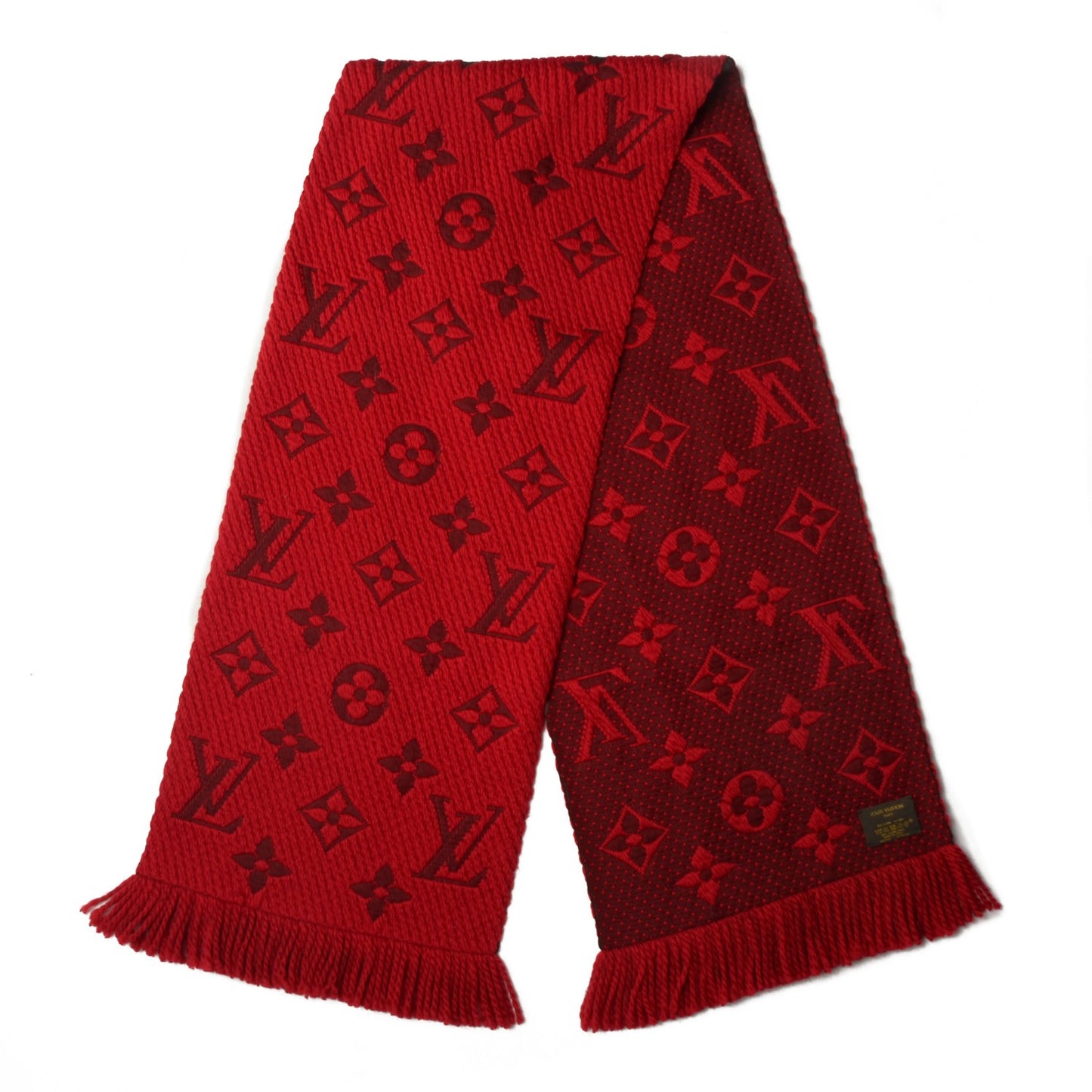 Wool Silk Logomania Scarf Rubis