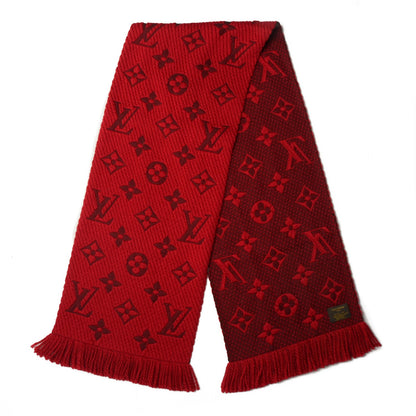 Louis Vuitton Wool Silk Logomania Scarf Rubis 3 of 5
