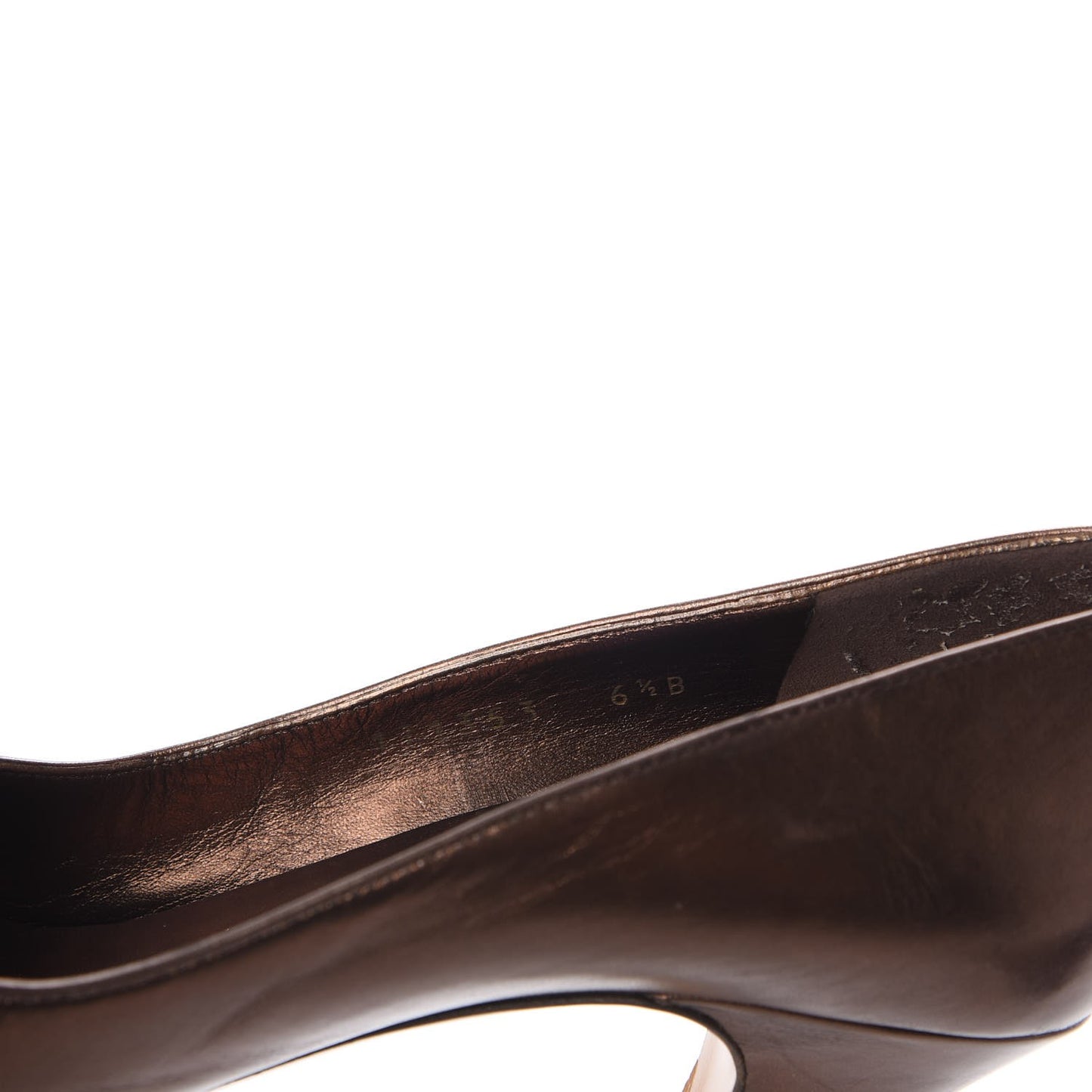 Metallic Nappa Hollywood Peep Toe Pumps 6.5 Brown