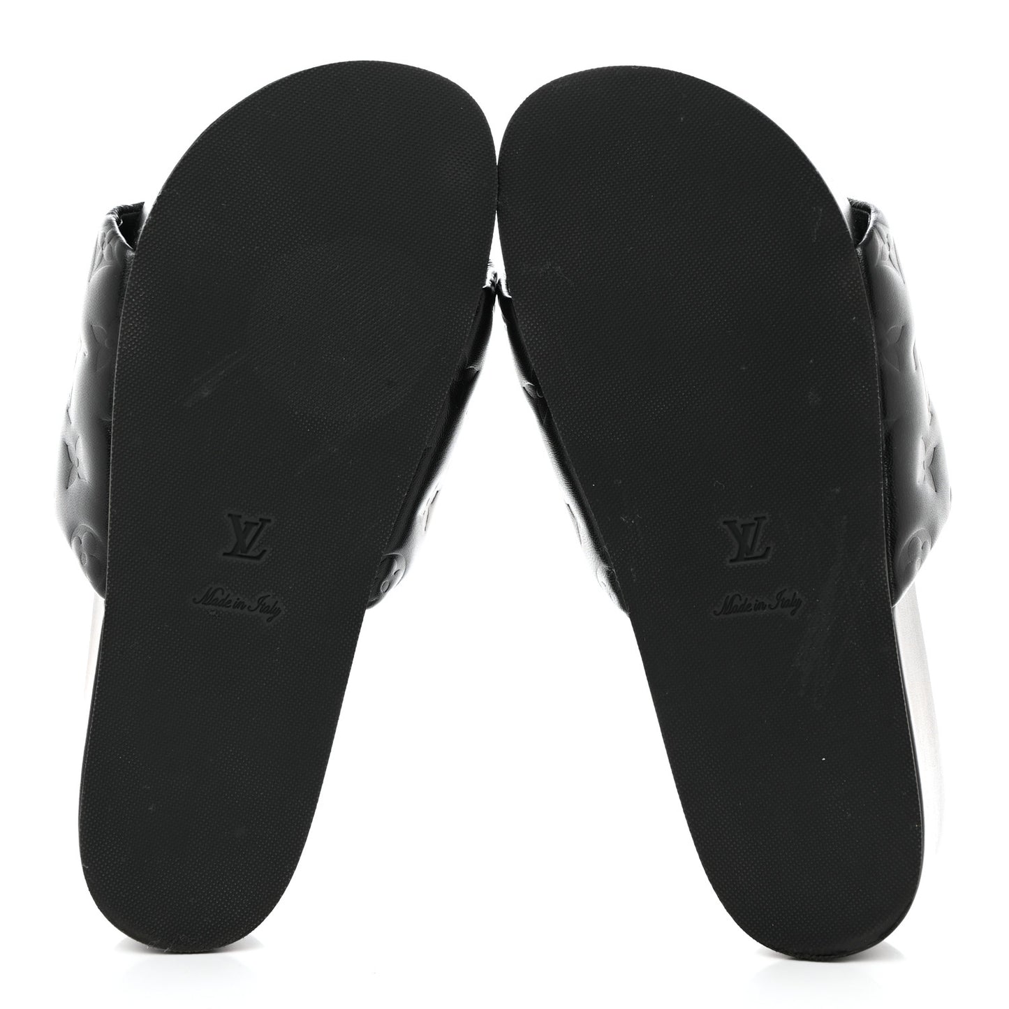 Lambskin Embossed Monogram Jumbo Flatform Mule Sandals 40 Black