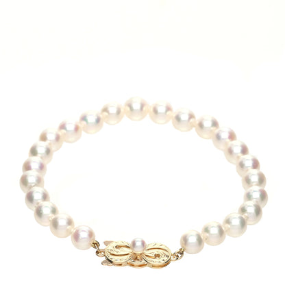 Mikimoto 18K Yellow Gold Akoya Cultured Pearl 6-6.5mm Strand Bracelet 2 of 4