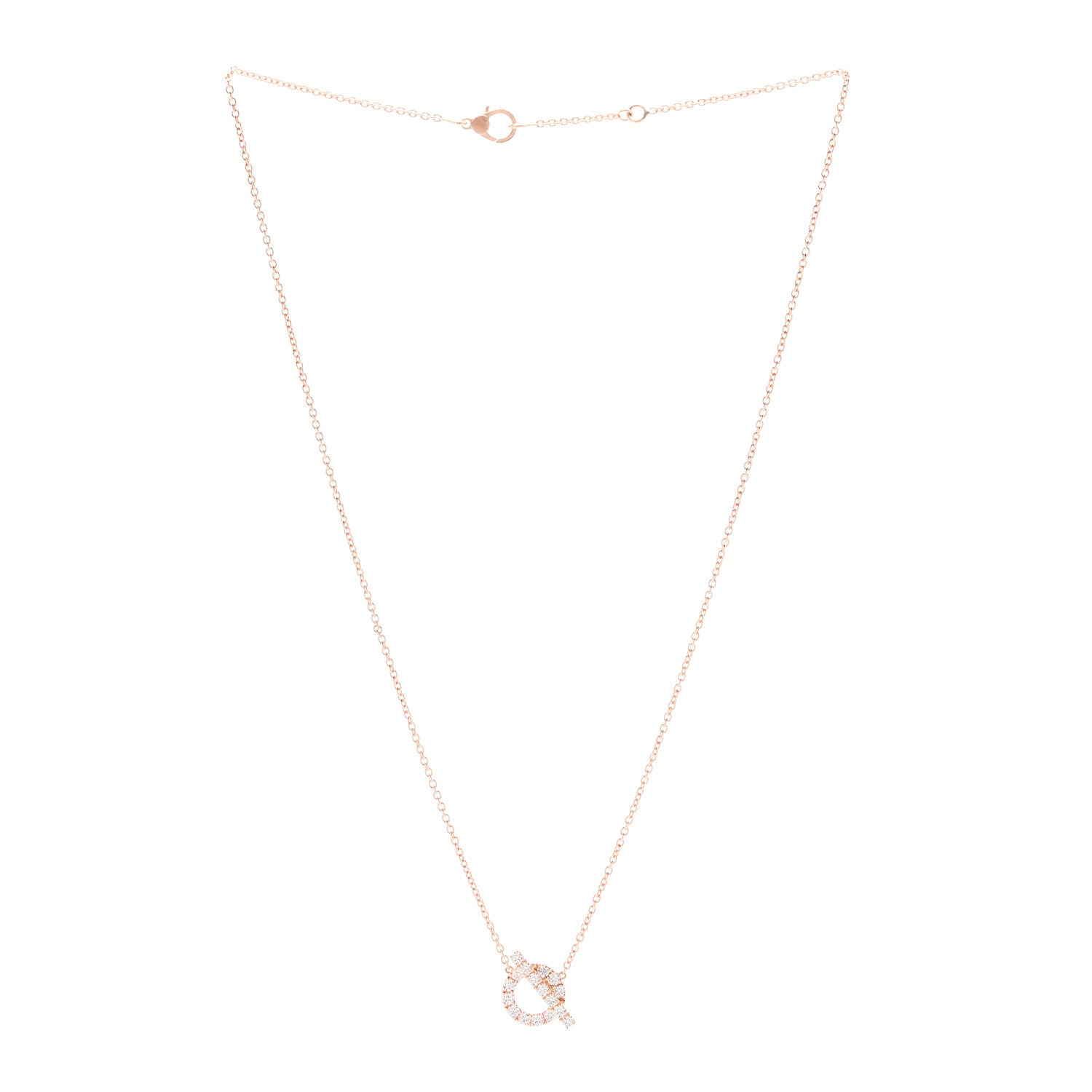 Hermes 18K Rose Gold Diamond Finesse Pendant Necklace 3 of 6