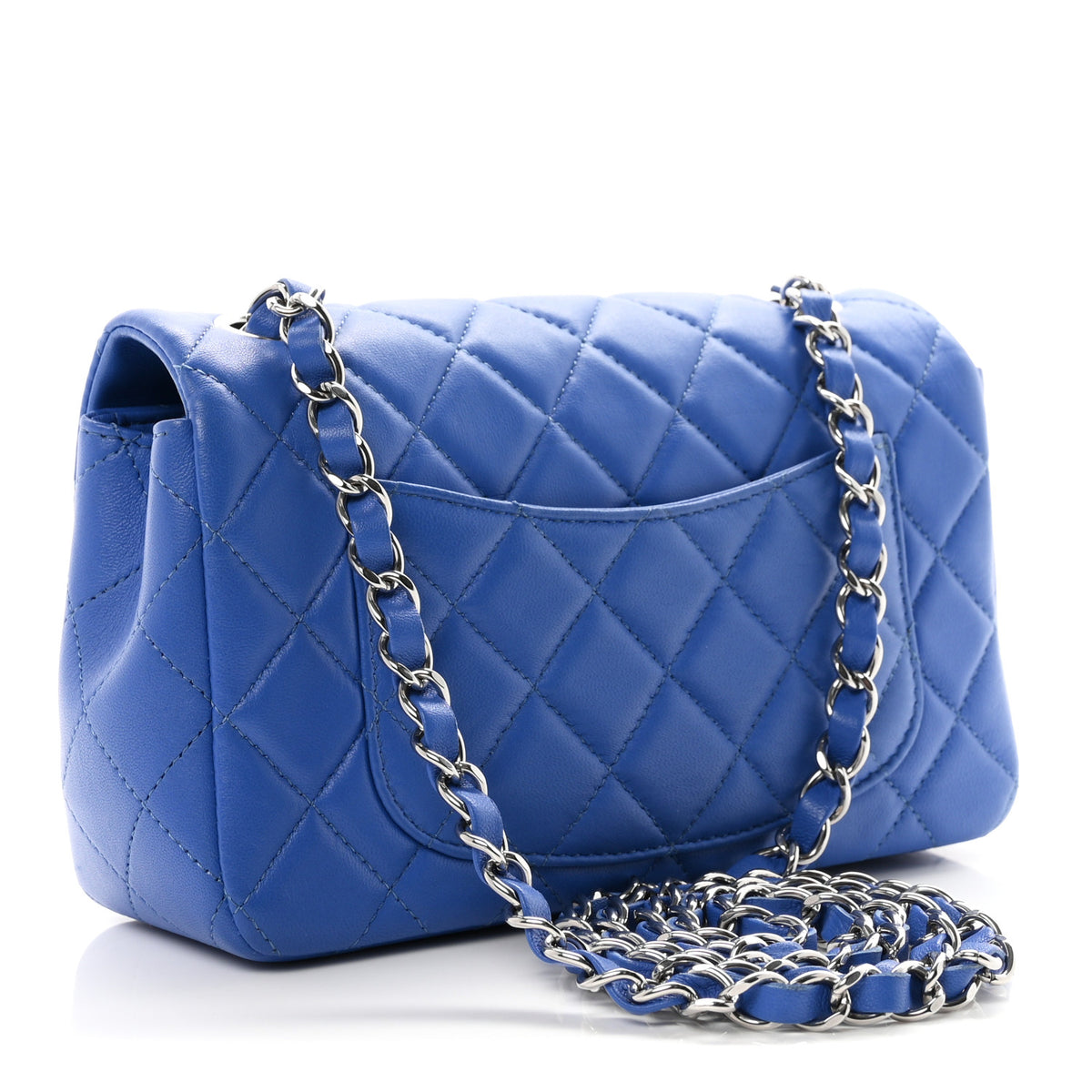 Chanel Lambskin Quilted Mini Rectangular Flap Blue 3 of 10