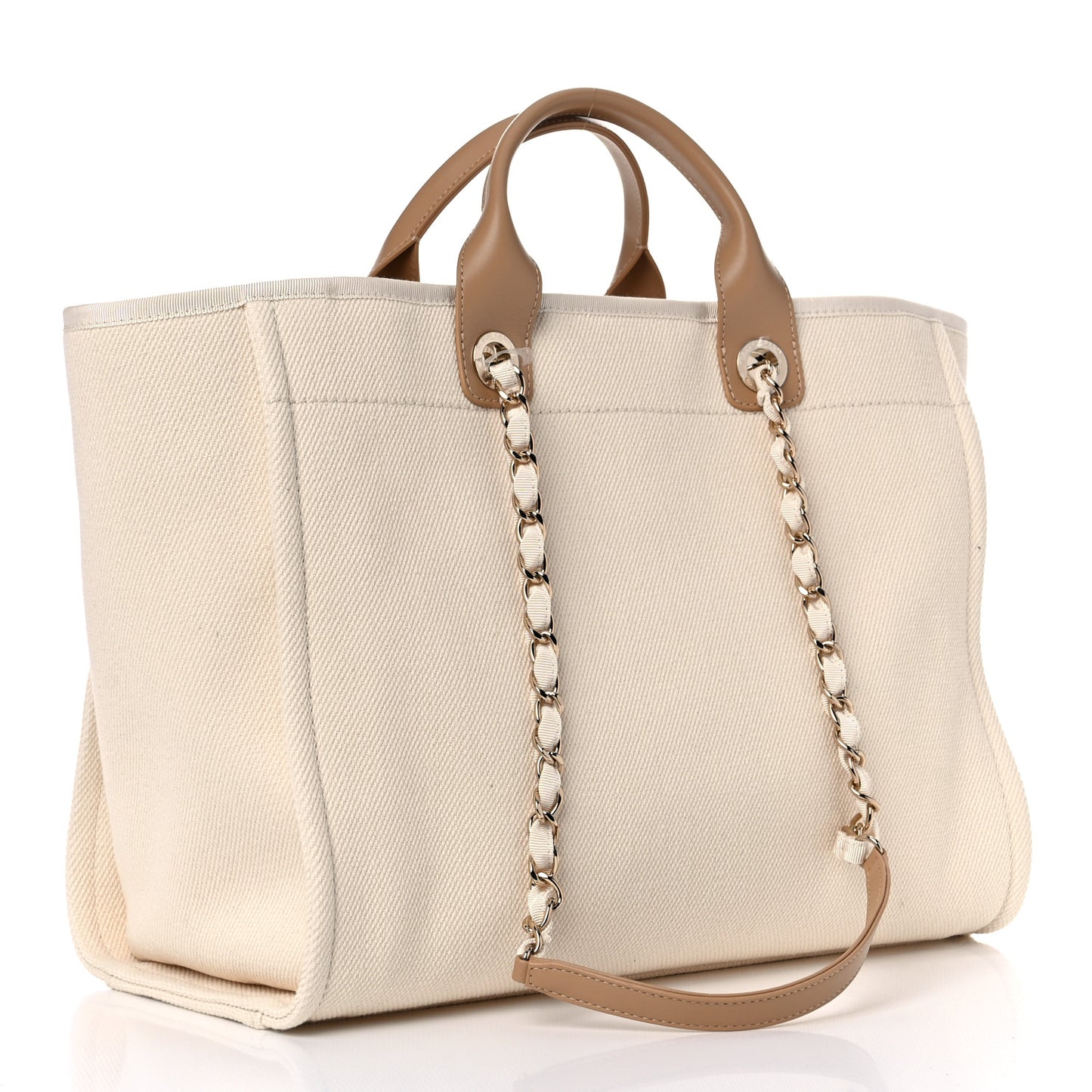Canvas Pearl Medium Deauville Tote Ecru Beige
