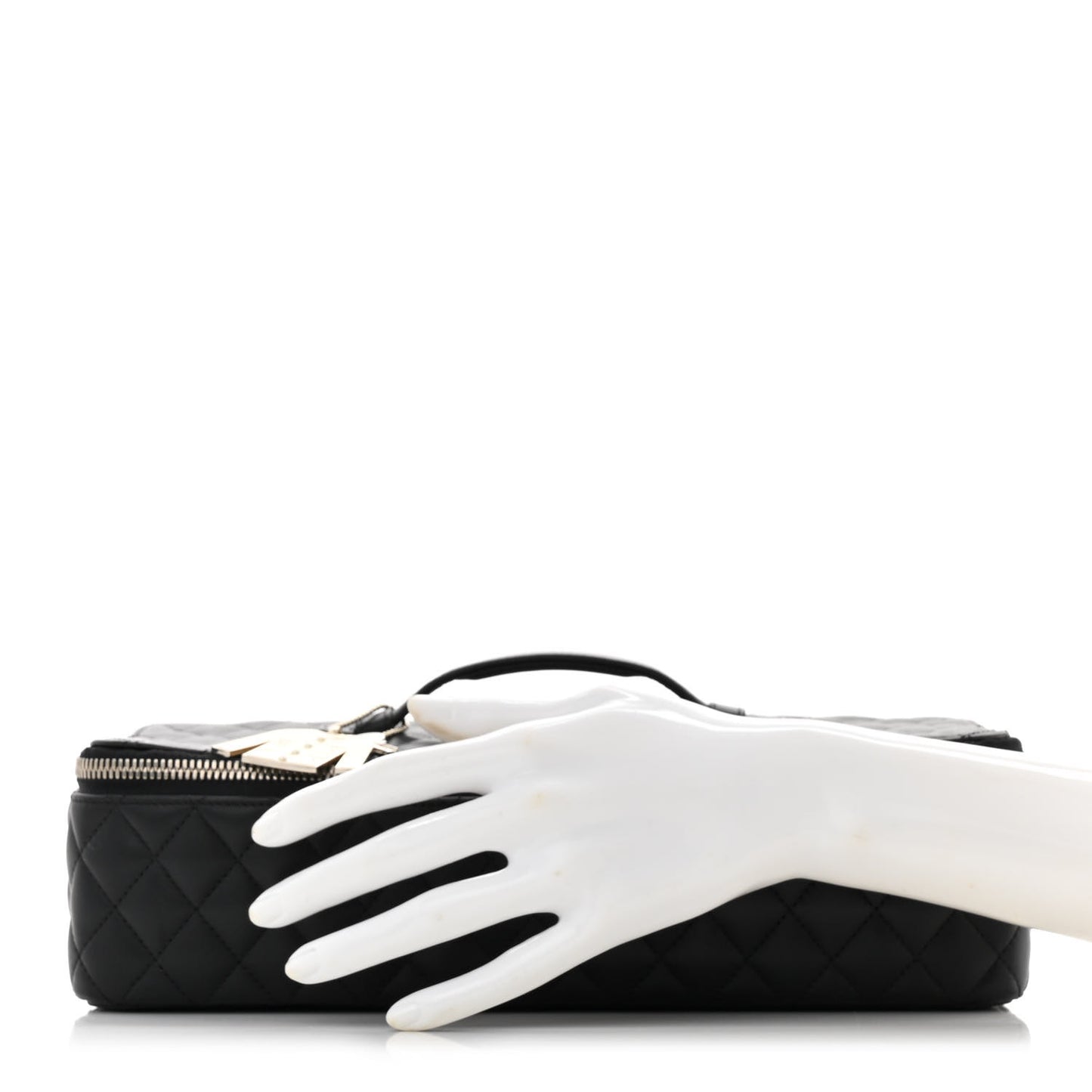 Lambskin Quilted Large Jewelry Case Black
