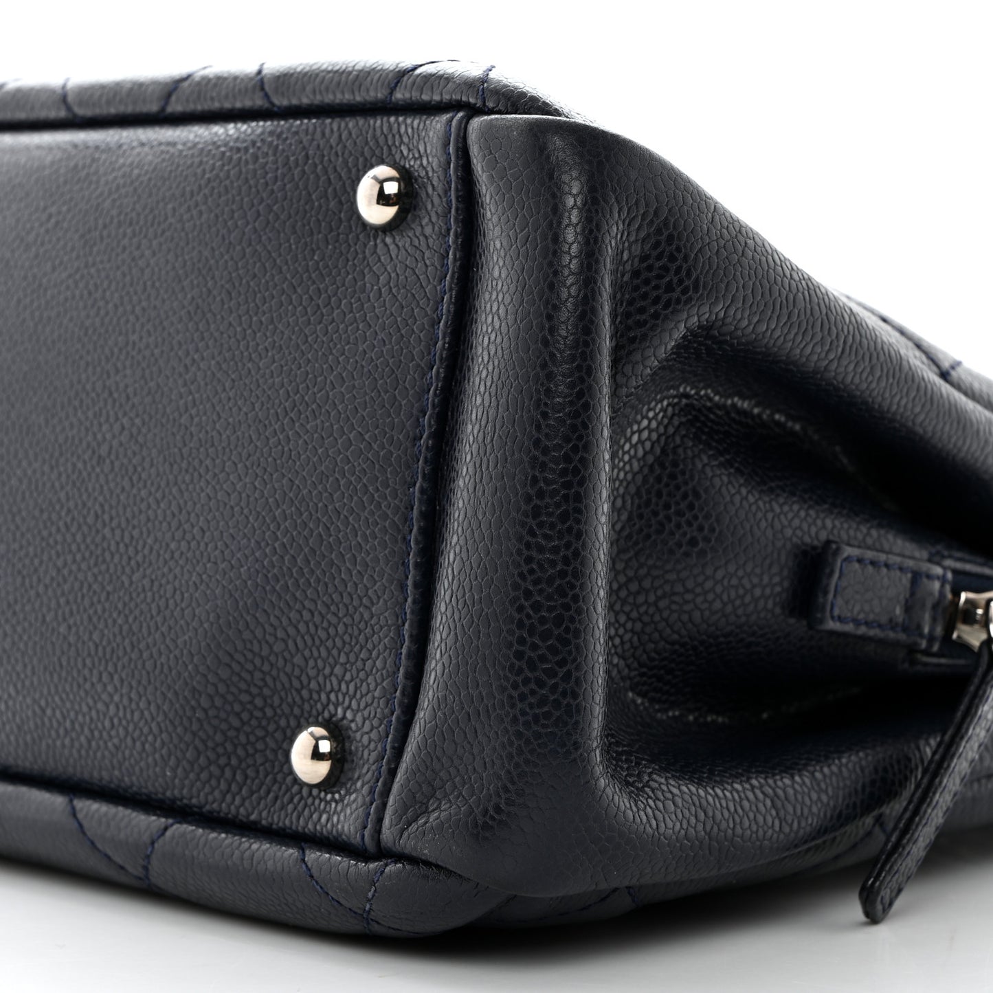 Caviar Quilted Timeless CC Soft Tote Navy Blue