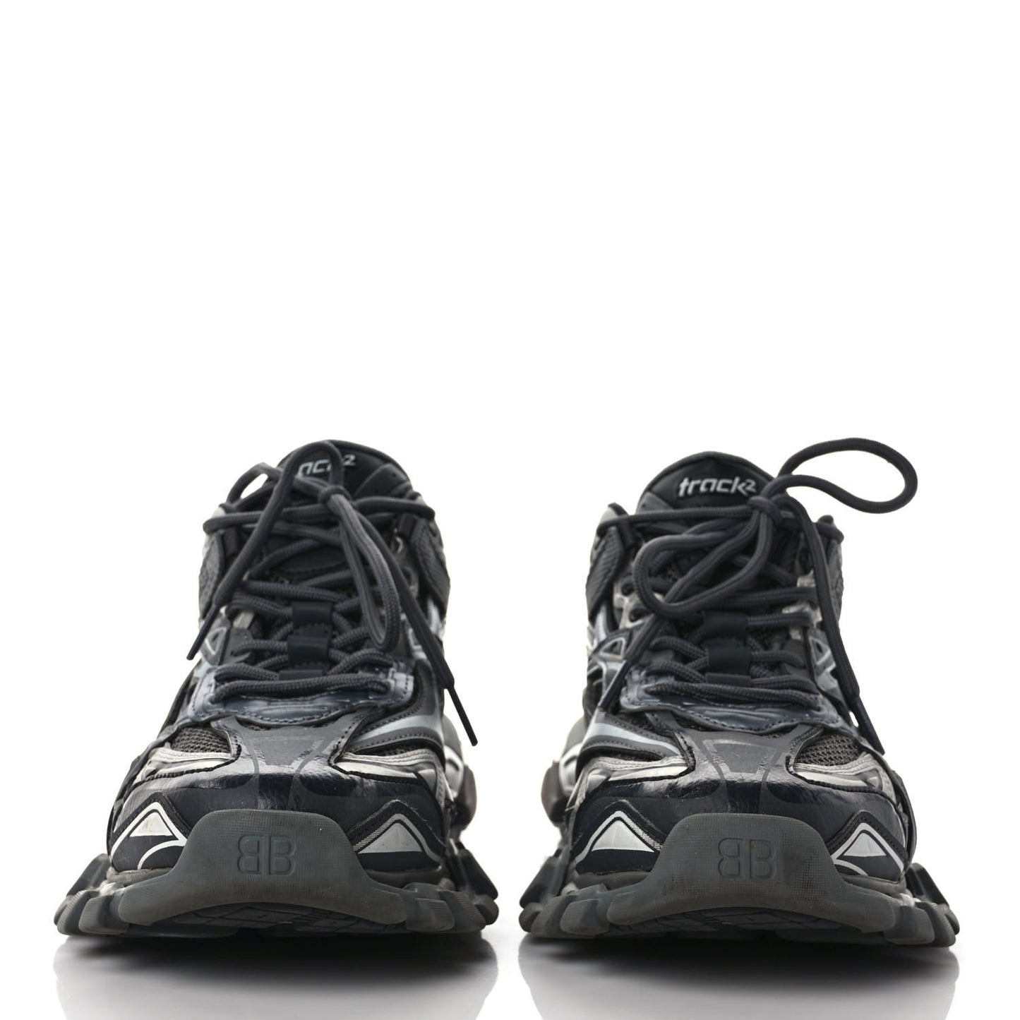 Rubber Mesh Bi-Color Womens Track.2 Open Sneakers 41 Grey Black