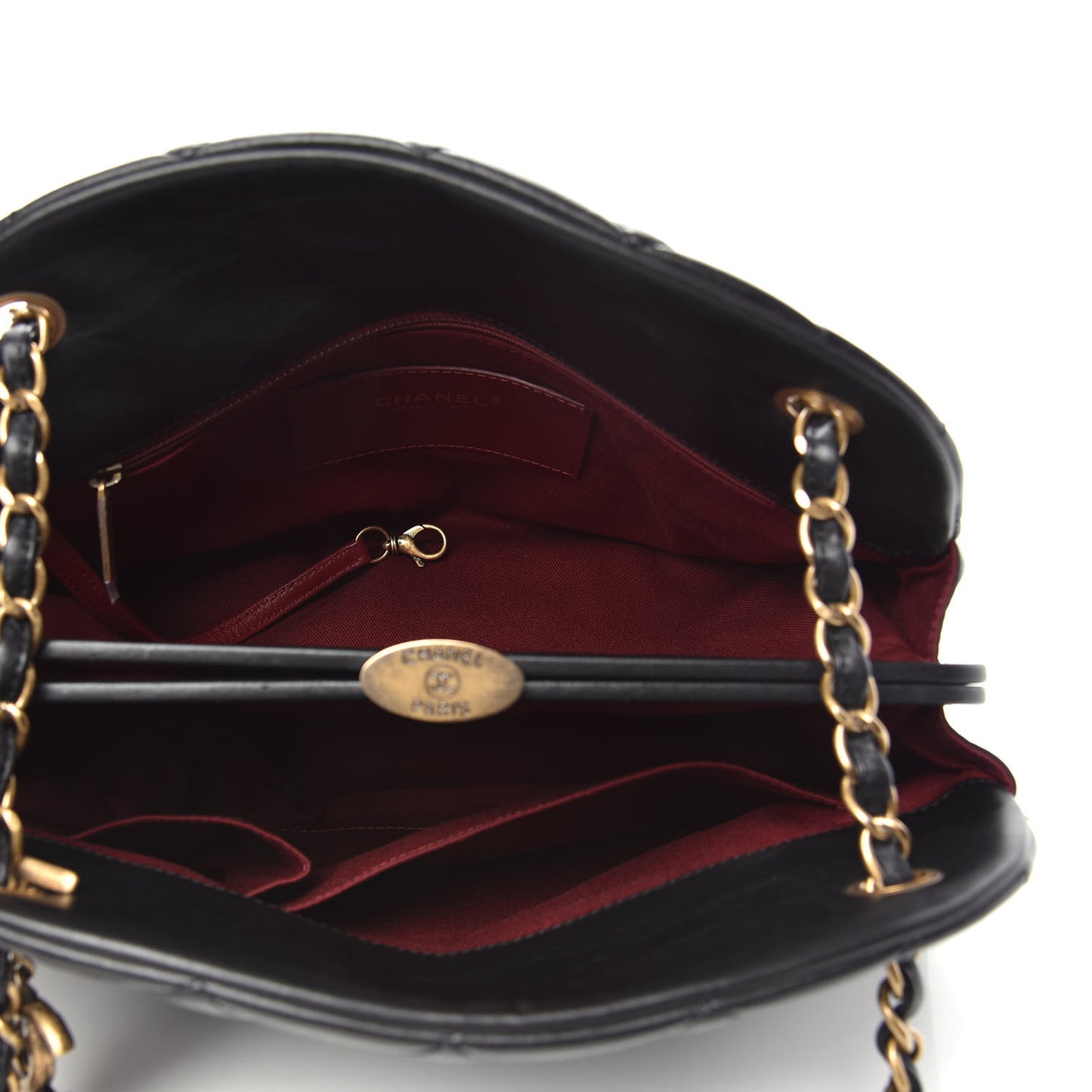 Aged Calfskin Large Just Mademoiselle Bowling Bag Black