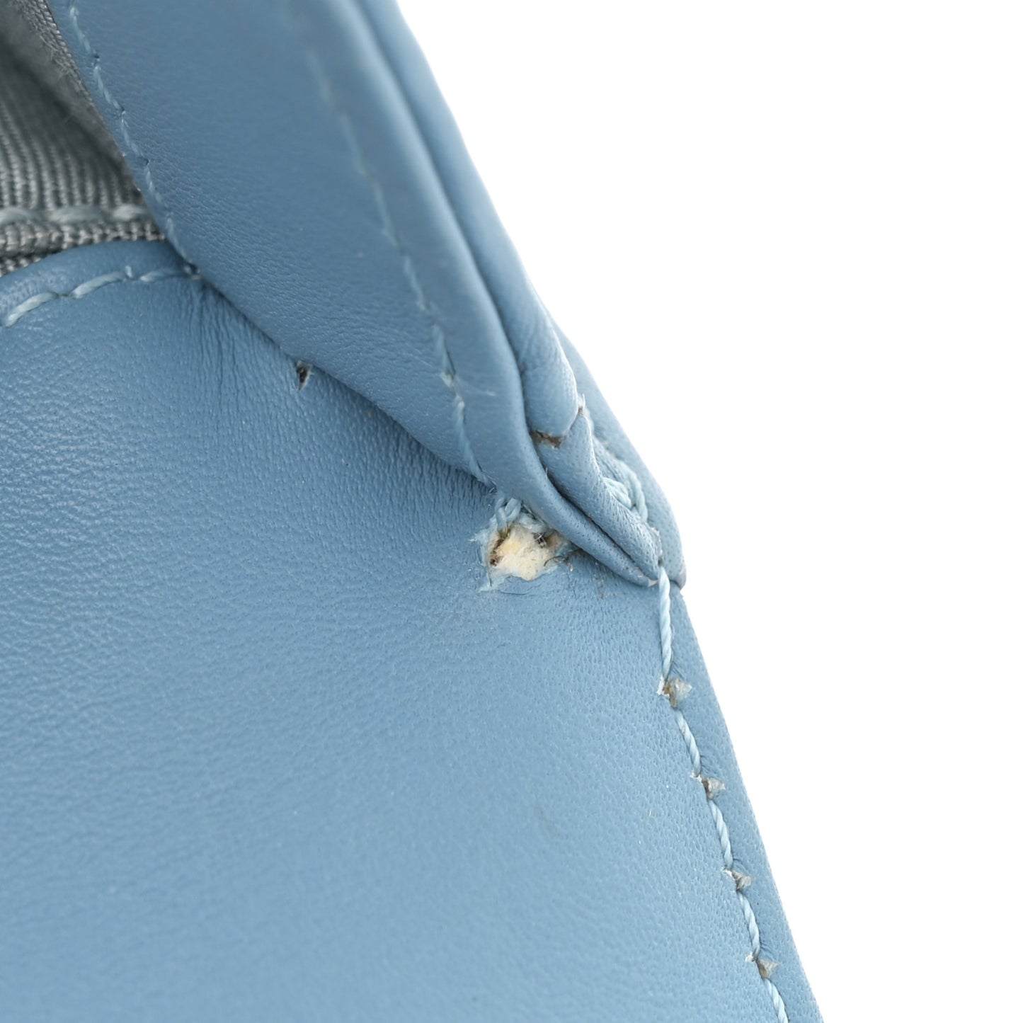 Patent Calfskin Medium Plexiglass Boy Flap Light Blue