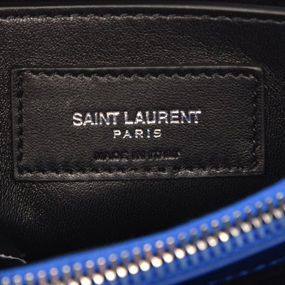 Saint Laurent Metallic Calfskin Y Quilted Monogram Small Loulou Chain Satchel Blue Royal 6 of 7