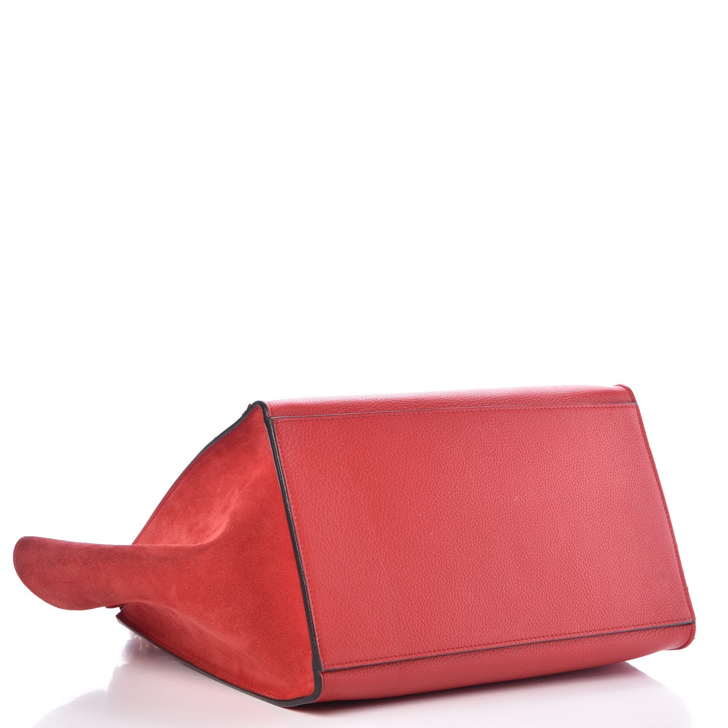 Drummed Calfskin Suede Medium Trapeze Coquelicot