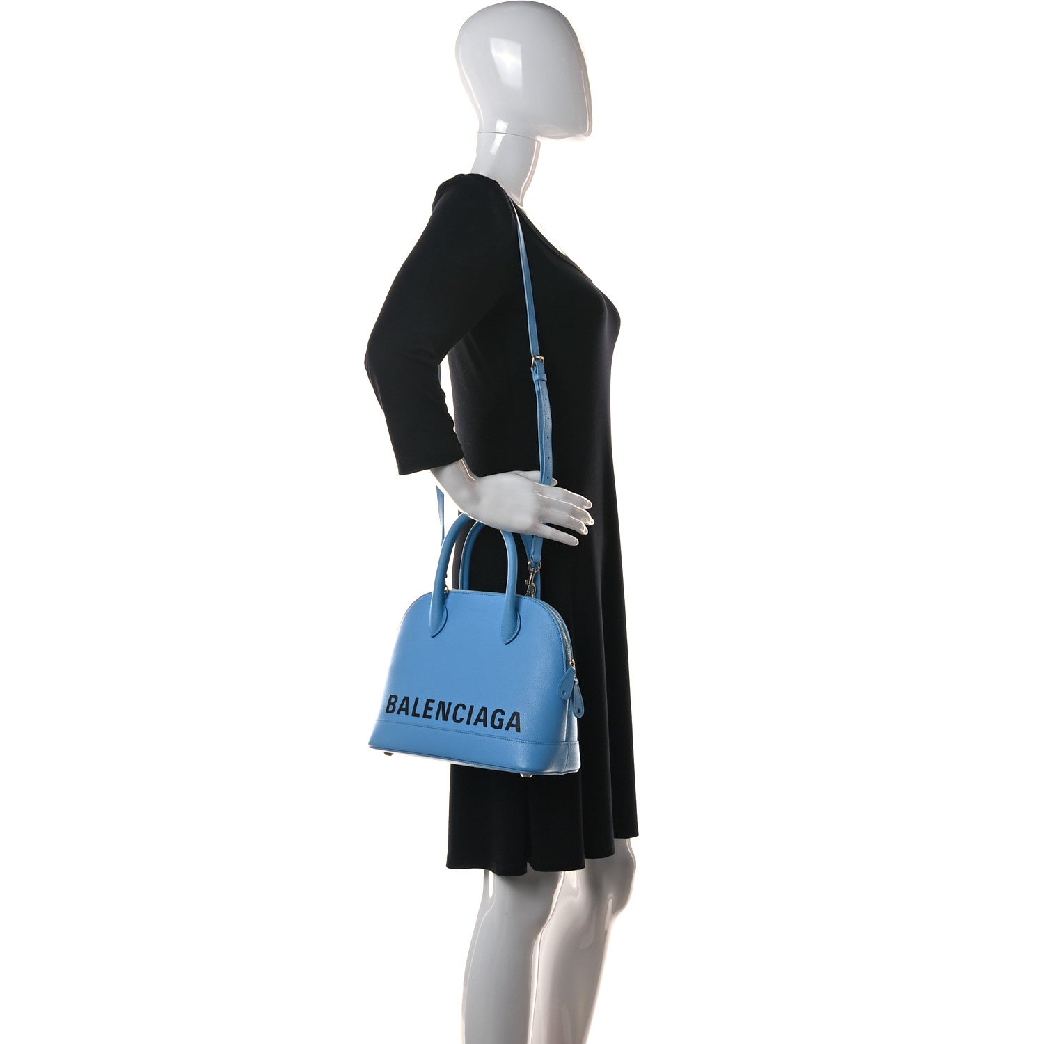Balenciaga Signature Grained Calfskin Logo S Ville Top Handle Bag Bleu Turquoise 2 of 10