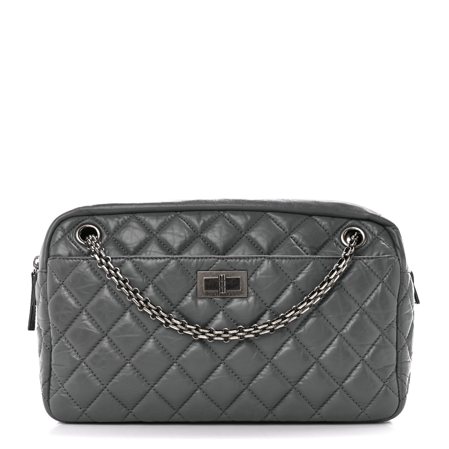 Aged Calfskin Quilted Medium Reissue Camera Case Grey
