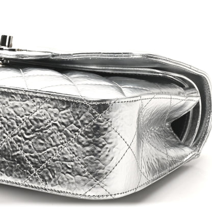 Chanel Hammered Metallic Calfskin Quilted Small Double Flap Silver 10 of 11