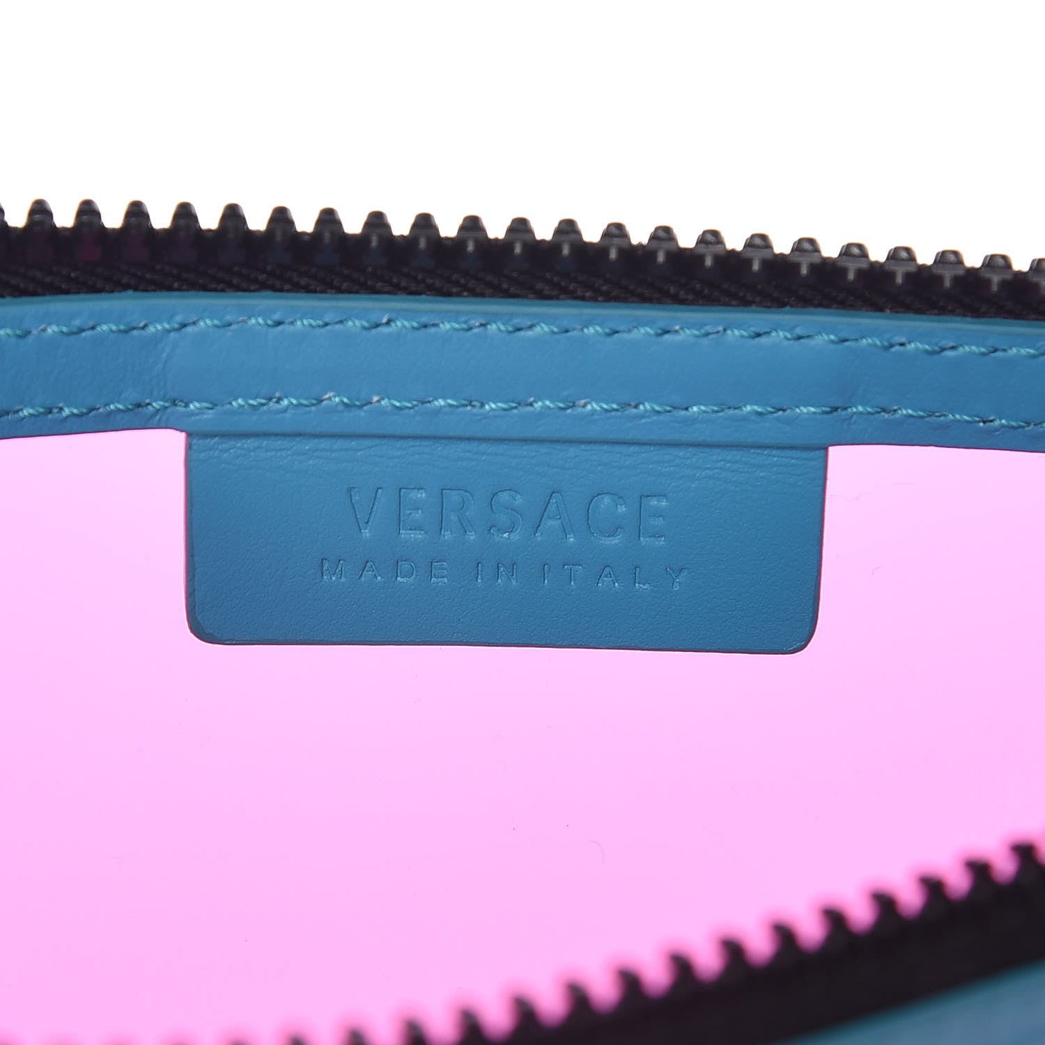Versace Vinyl Rubber Calfskin 90s Logo Pouch Rosa Fluo 4 of 8