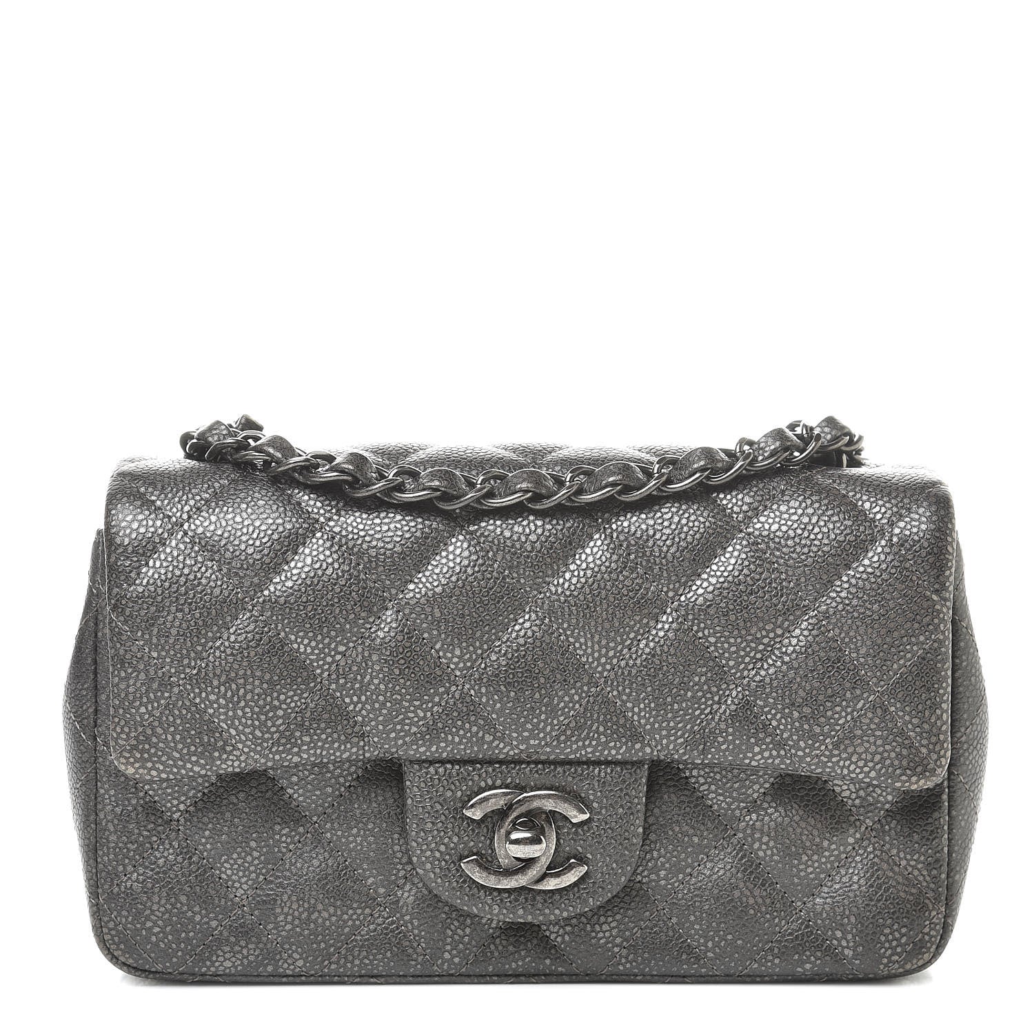 Chanel Metallic Caviar Quilted Mini Rectangular Flap Dark Silver 1 of 16
