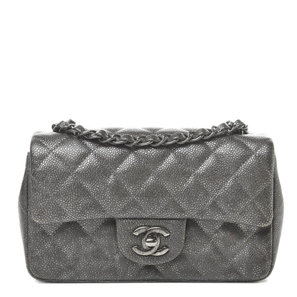 Chanel Metallic Caviar Quilted Mini Rectangular Flap Dark Silver 1 of 16