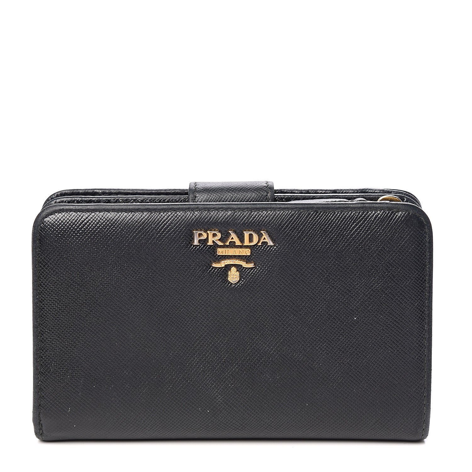 Prada Saffiano Metal Compact Wallet Black 1 of 7