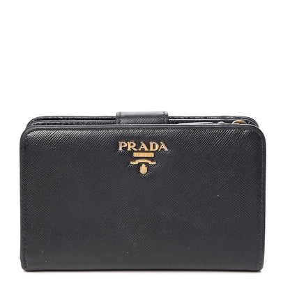 Prada Saffiano Metal Compact Wallet Black 1 of 7