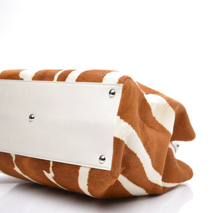 Fendi Calf Hair Zebra Print Regular 2Jours Tote Orange White 10 of 14