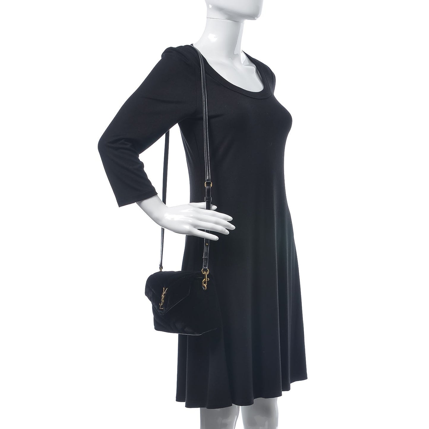 Velvet Y Quilted Monogram Toy Loulou Chain Satchel French Black