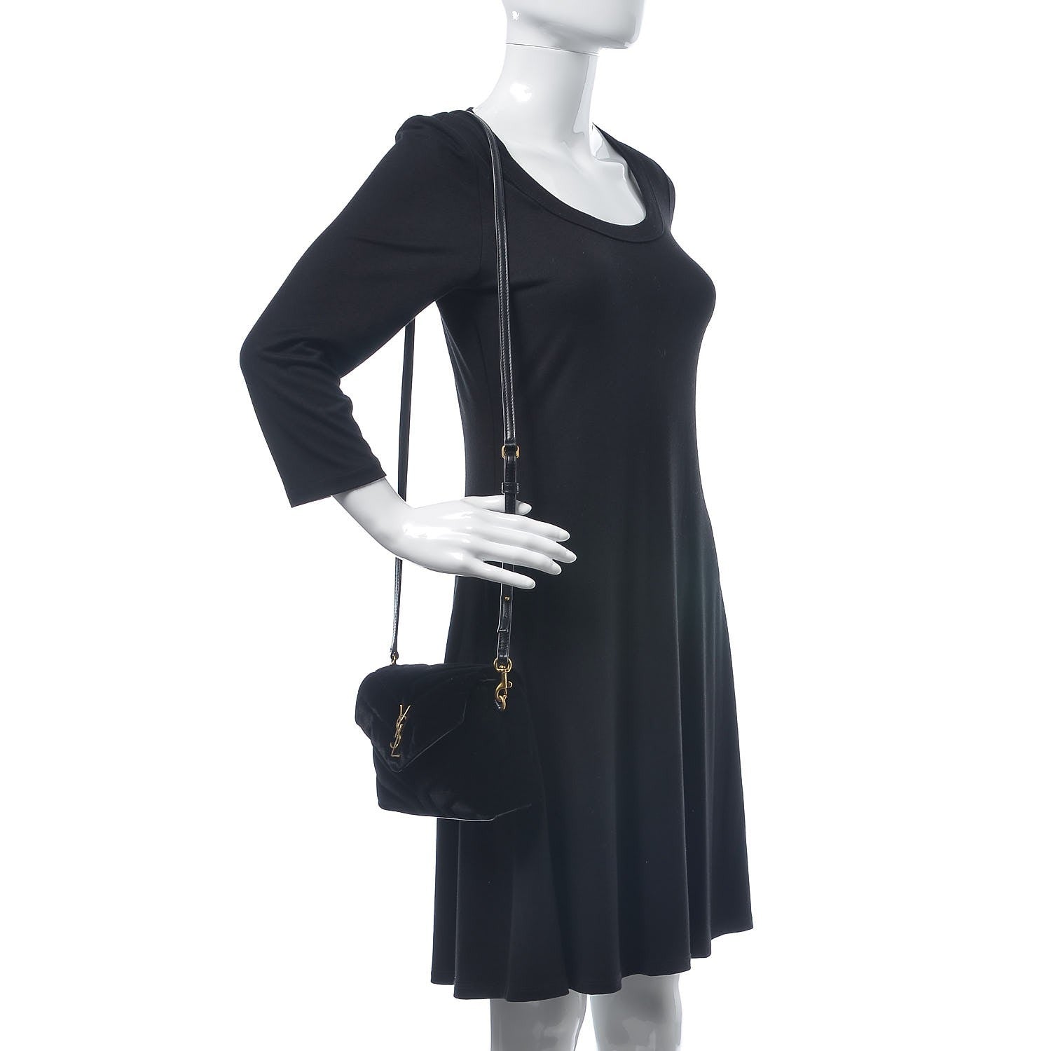 Saint Laurent Velvet Y Quilted Monogram Toy Loulou Chain Satchel French Black 2 of 16
