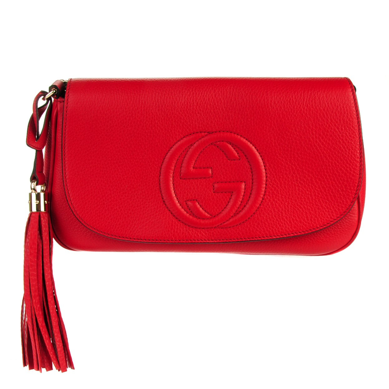 Pebbled Calfskin Medium Soho Flap Crossbody Tabasco Red