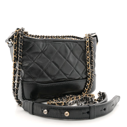 Chanel Aged Calfskin Quilted Small Gabrielle Hobo Black 3 of 11