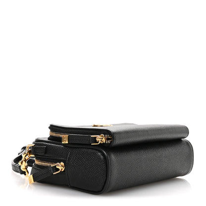 Christian Dior Grained Calfskin Caro Double Pouch Black 4 of 11
