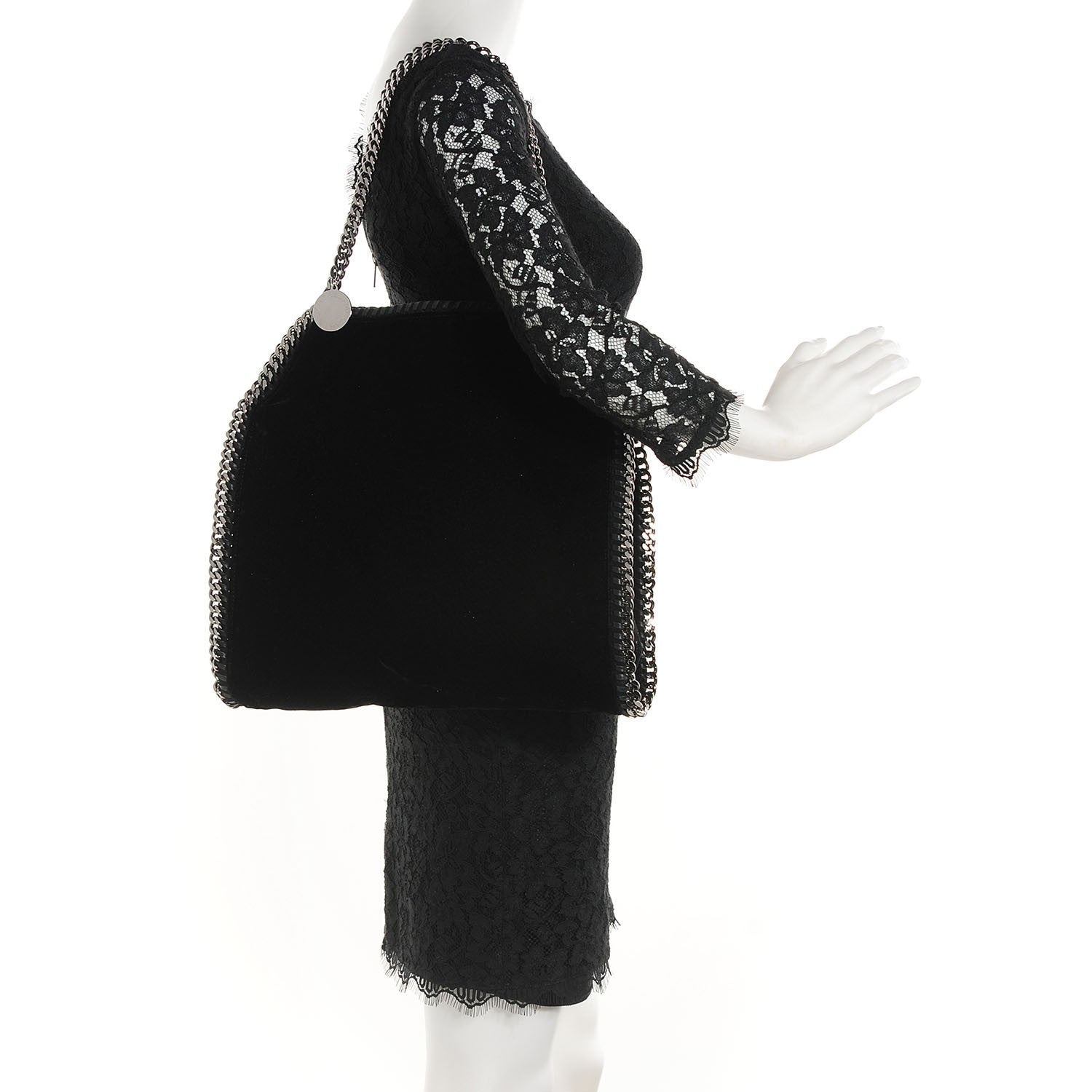 Stella McCartney Velvet Falabella Small Tote Black 2 of 11