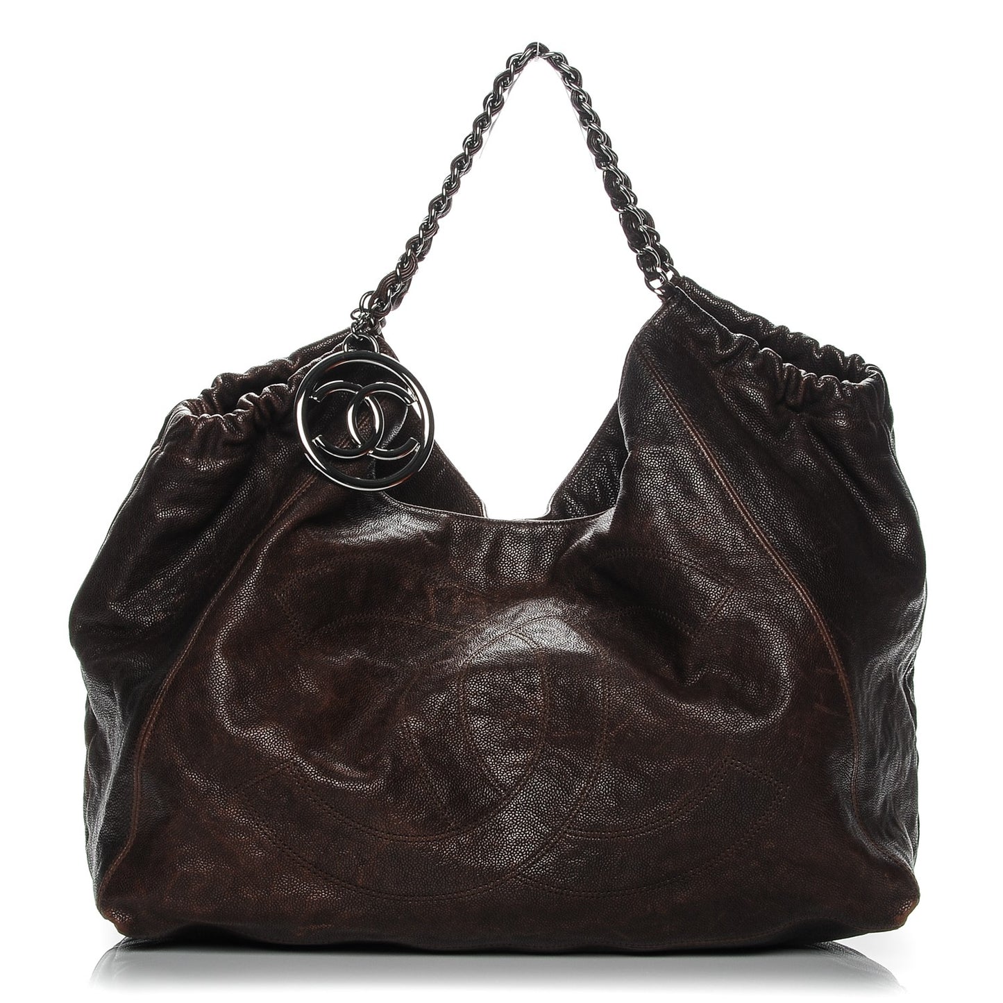 Distressed Caviar XL Coco Cabas Brown