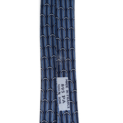 Hermes Silk Printed Mens Tie Marine 4 of 8