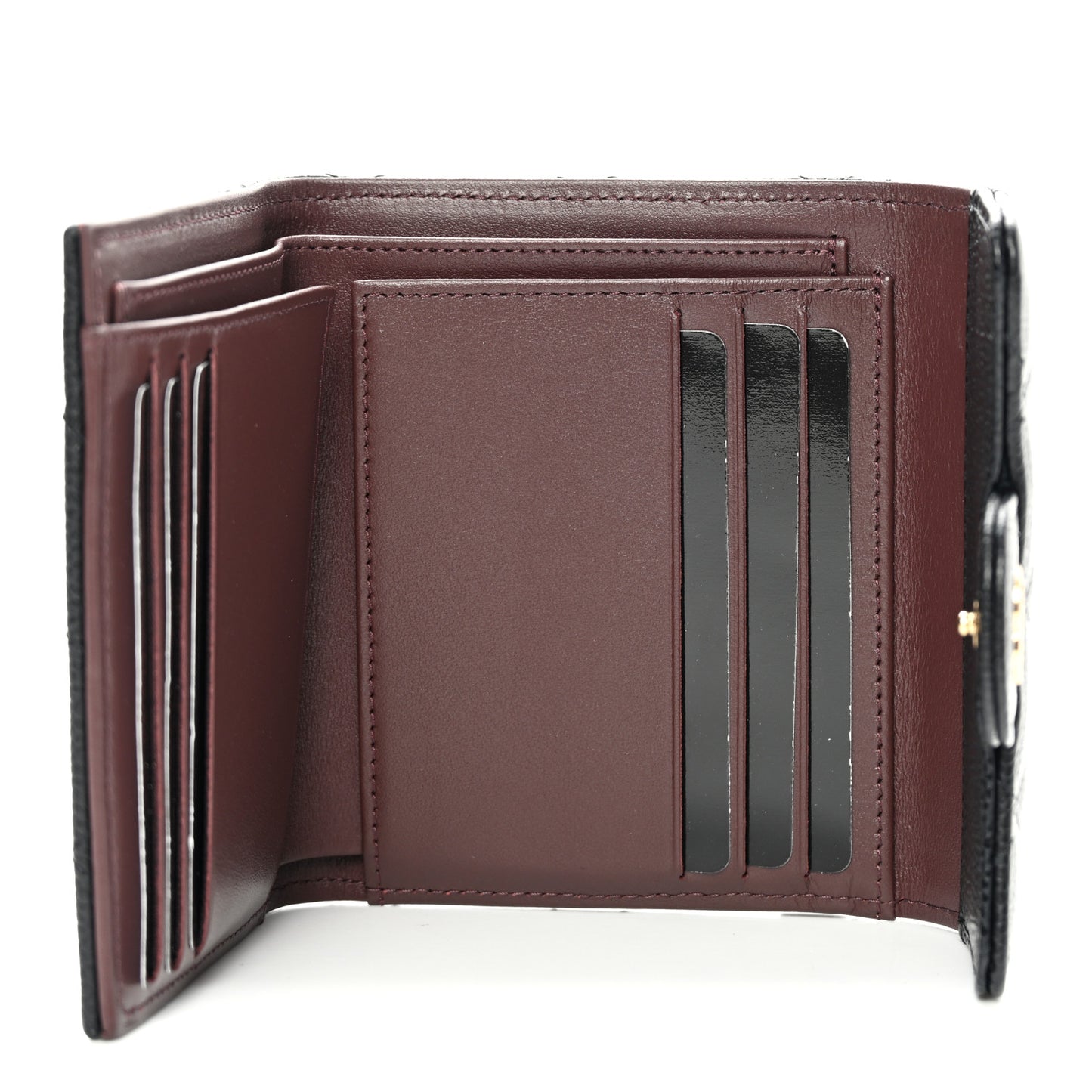 Caviar Quilted Compact Flap Wallet Black