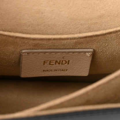 Fendi Vitello Liberty Bi-Color FF 1974 Embossed Small Kan I Shoulder Bag Black Maya 6 of 14