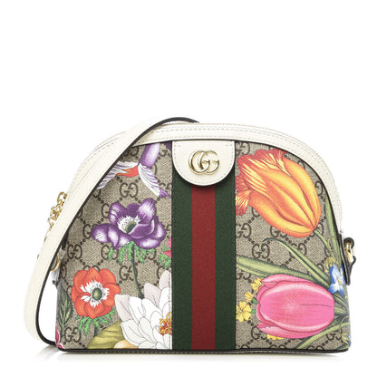 Gucci GG Supreme Monogram Flora Web GG Small Ophidia Dome Shoulder Bag White 1 of 9