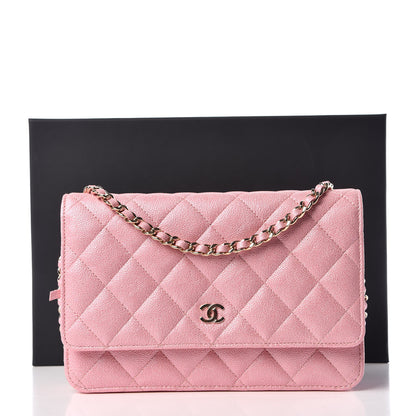 Chanel Iridescent Caviar Quilted Wallet on Chain WOC Rose Pink 11 of 11