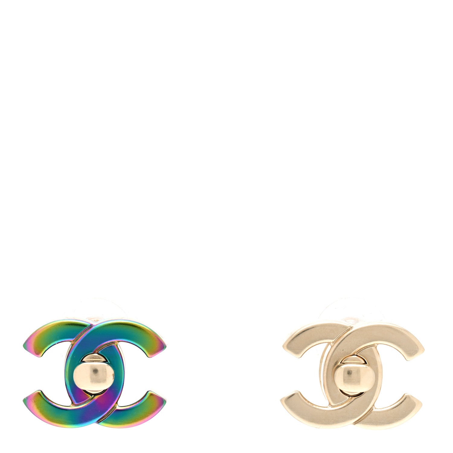 Chanel Metal CC Turnlock Interchangeable Earrings Gold 1 of 5