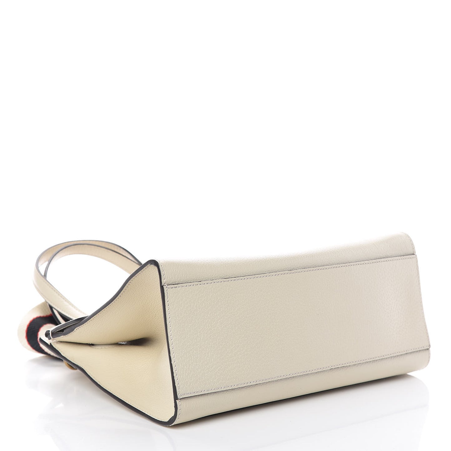 Grained Calfskin Web Stripe Butterfly Medium Totem Top Handle Bag White