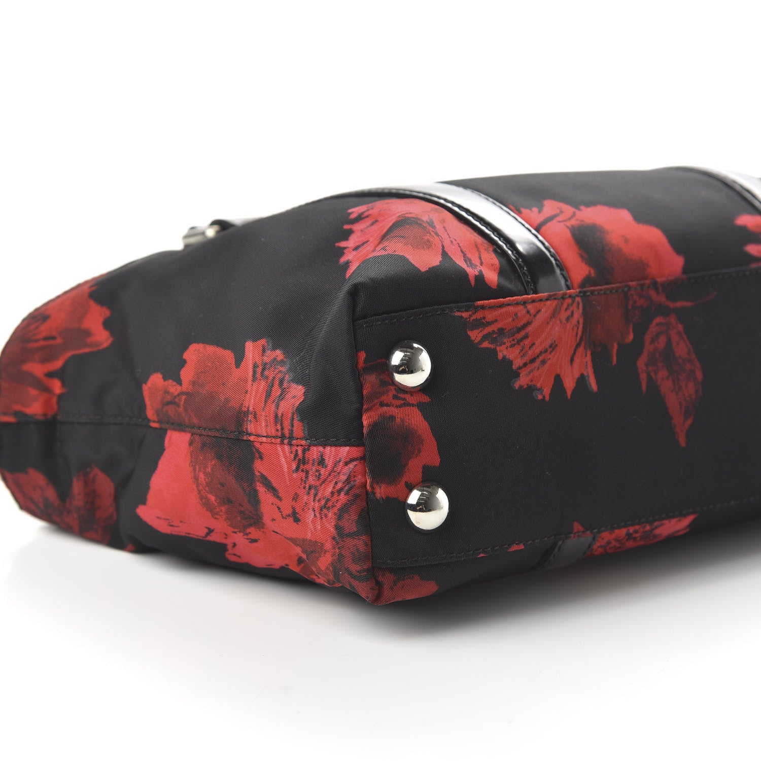 Prada Tessuto Nylon Rose Satchel Black Rosso 6 of 10