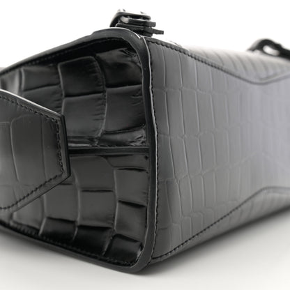 Balenciaga Semi Shiny Calfskin Crocodile Embossed Neo Classic Black Hardware Mini City Black 9 of 11