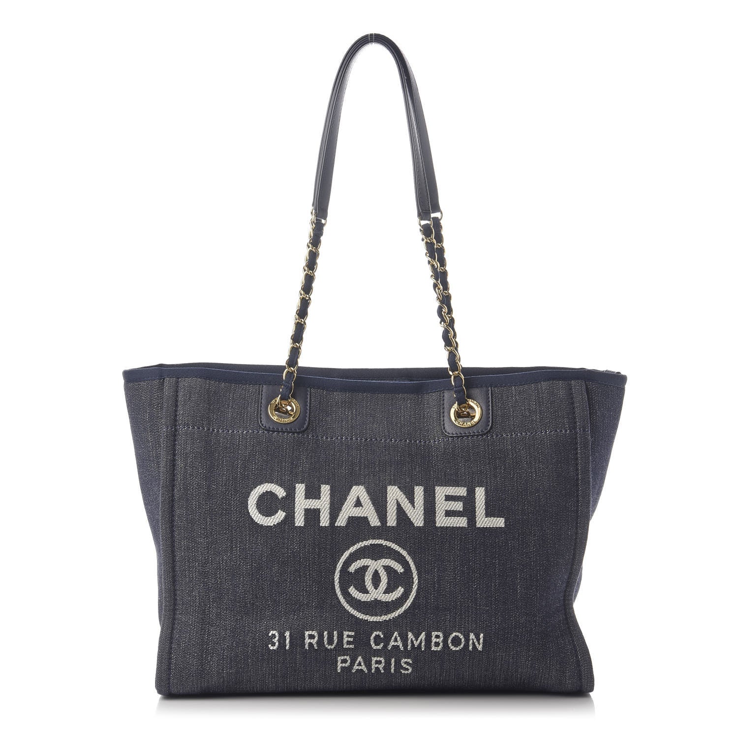 Chanel Denim Small Deauville Tote Dark Blue 1 of 13