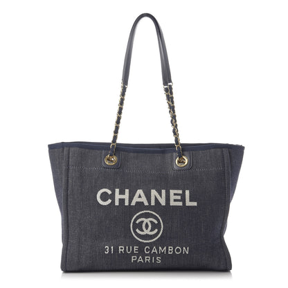 Chanel Denim Small Deauville Tote Dark Blue 1 of 13