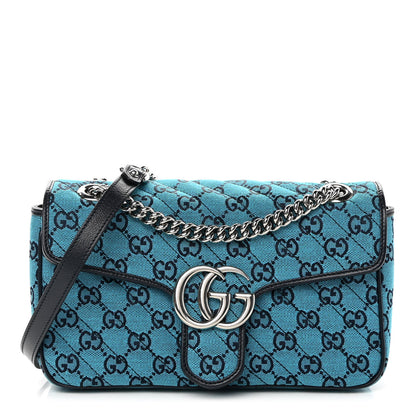 Gucci Monogram Multicolor Matelasse Diagonal Small GG Marmont Shoulder Bag Light Blue 1 of 10