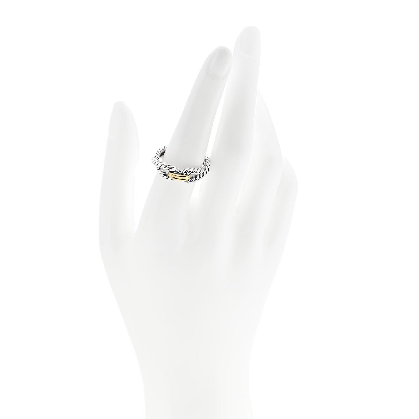 Sterling Silver 18K Yellow Gold Cable Loop Ring 56 7.5