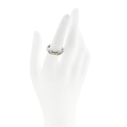 David Yurman Sterling Silver 18K Yellow Gold Cable Loop Ring 56 7.5 2 of 4
