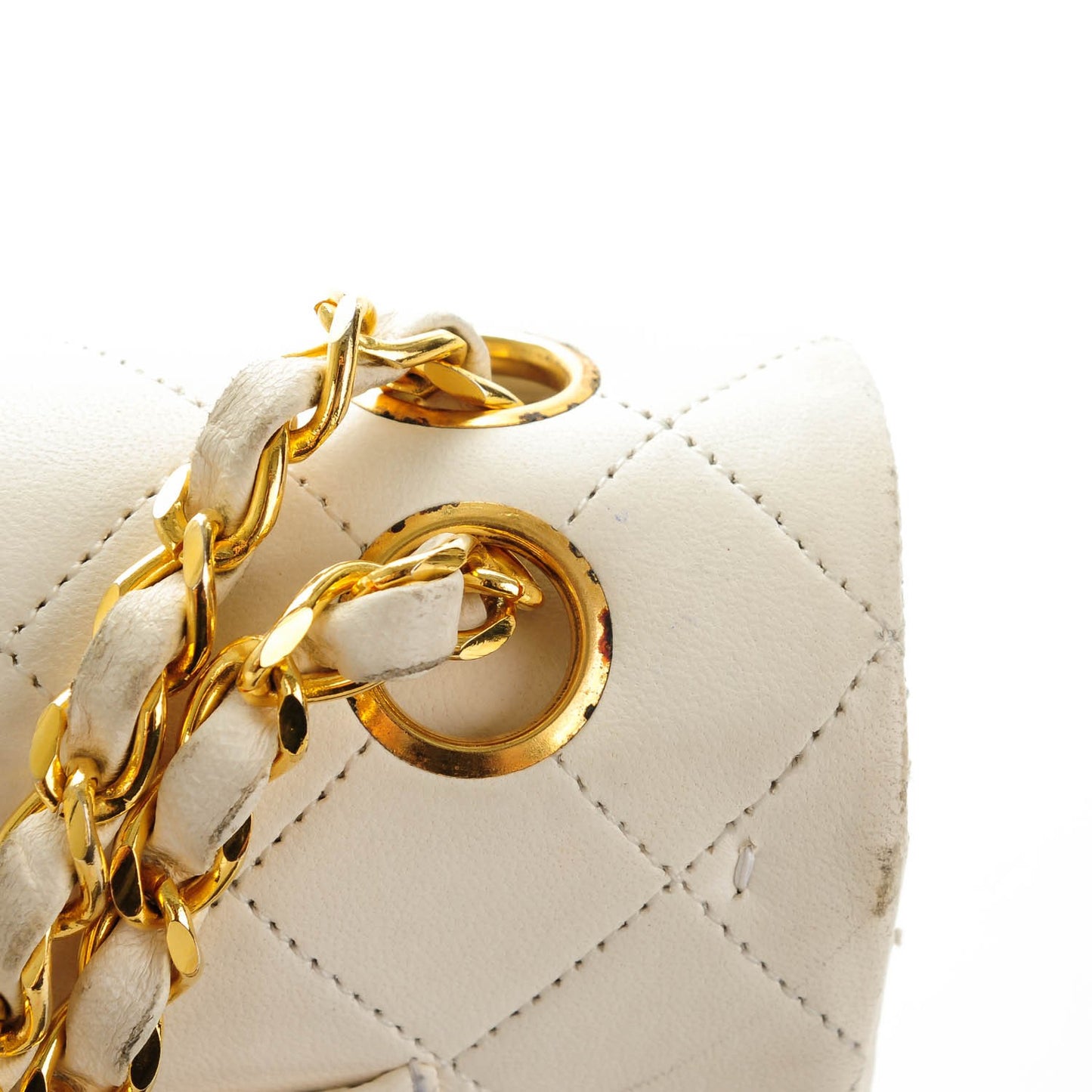Lambskin Quilted Small Double Flap White