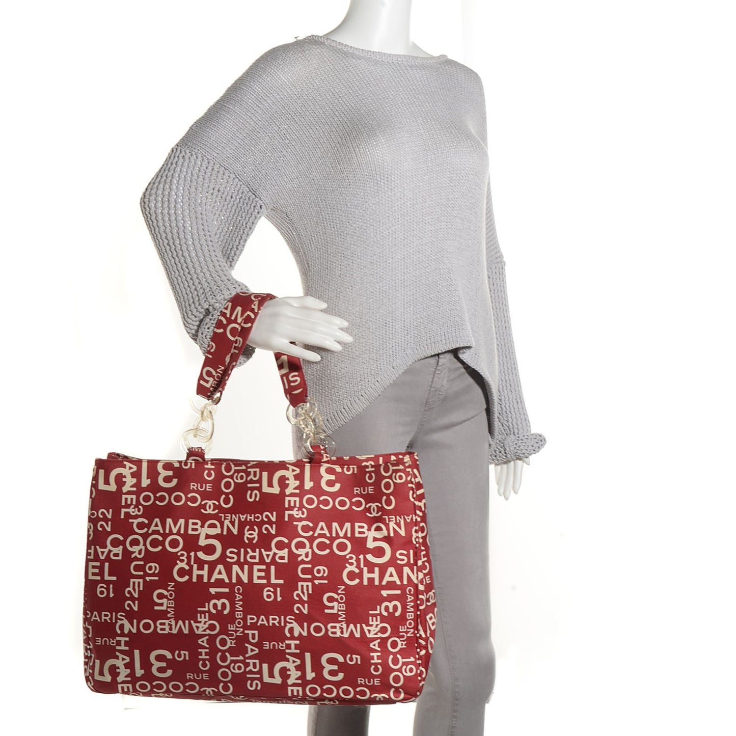 Canvas 31 Rue Cambon Beach Tote Red