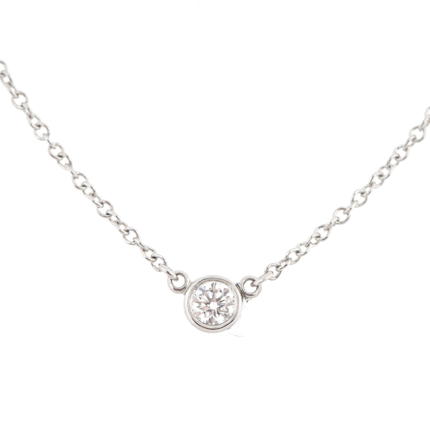 Tiffany Platinum Diamond .08ct Elsa Peretti Diamonds by the Yard Pendant Necklace 3 of 4