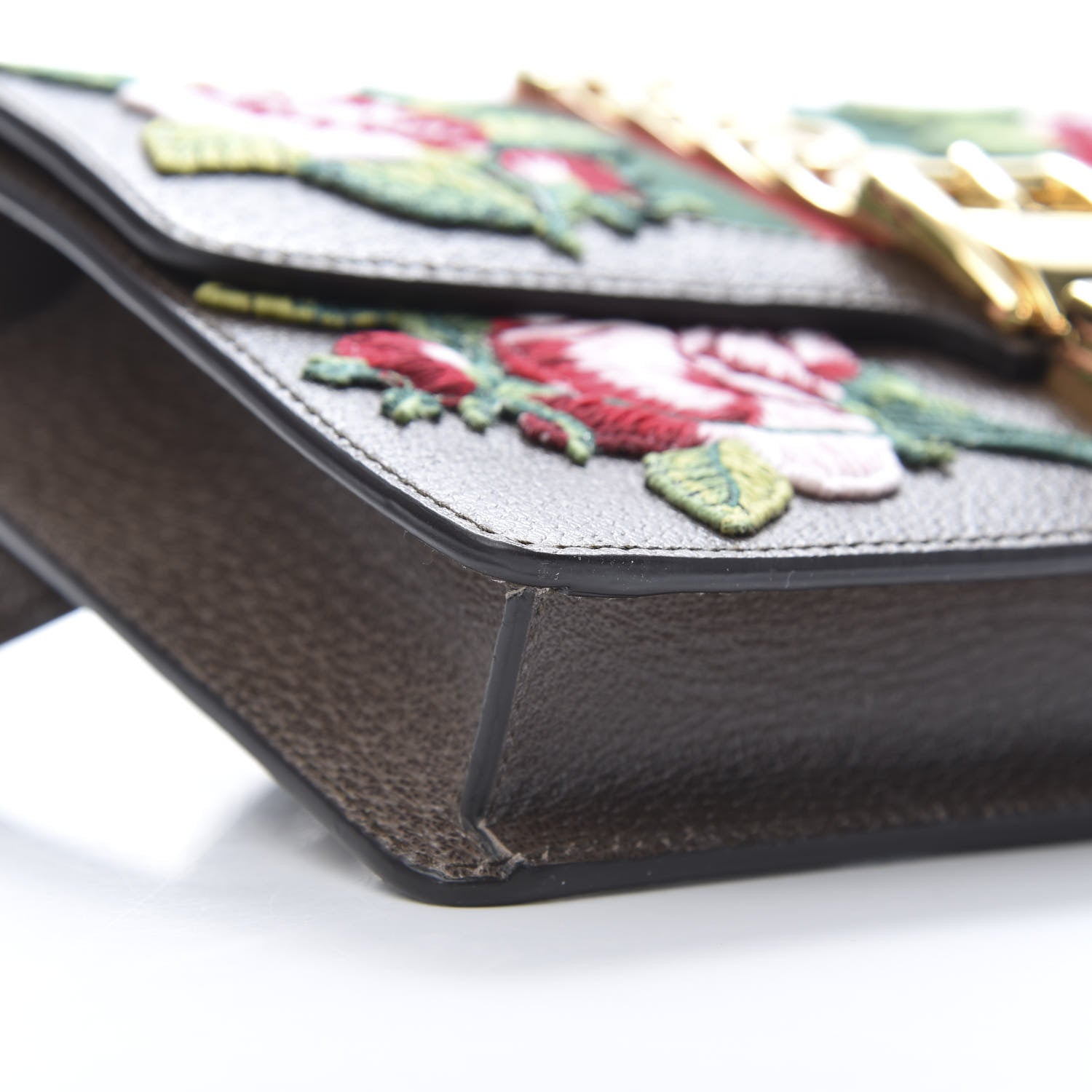Gucci Calfskin Embroidered Sylvie Belt Bag Brown 9 of 10