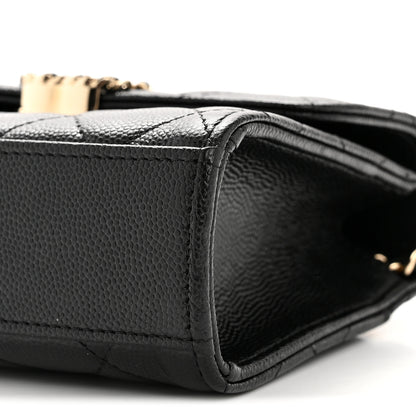 Chanel Caviar Quilted Double Chain Top Handle Flap With Chain Black 10 of 12